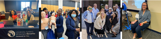 Photo collage of employees participating in wellness events. 